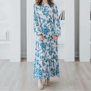 The Drop Withloveleena Long Sleeve Long Tiered Maxi Dress
